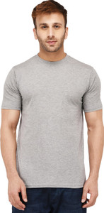 new trends collection solid men half sleeve grey t-shirt pack of 1 men self design round neck cotton blend grey t-shirt