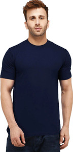 new trends collection self design men round neck dark blue t-shirt