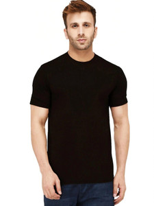 new trends collection self design men round neck black t-shirt