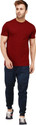 New Trends Collection Men Self Design Round Neck Cotton Blend Maroon T-Shirt