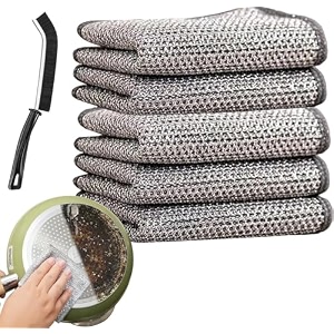 new upgrade steel wire dishclothtriple-layer steel wire cleaning clothpowerful cleaning non-scratch wire dishcloth rag for cookware sinks dishes stove tops pack of rew