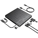 New Upgraded External DVD Drive for Laptop, USB 3.0 Portable CD/DVD +/-RW Drive/DVD Player with 4 USB Ports & 2 SD Card Slots & 1 Type-C Ports Maximum 24x CD Write/Read Speed for Notebook OS Windows