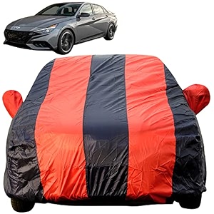 new verna dustproof car cover with mirror pockets red blue stripes taffeta polystertriple stitched compatible with hyundai new verna car cover 20232024 new verna car accessories