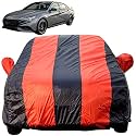 New Verna Dustproof Car Cover with Mirror Pockets, Red Blue Stripes, Taffeta Polyster,Triple Stitched, Compatible with Hyundai New Verna Car Cover (2023/2024), New Verna Car Accessories
