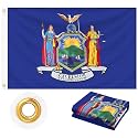 New York Flag 3x5 FT Outdoor, NY Flag Embroidered Seal Heavy Duty Outside