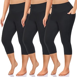 new young capri leggings with pockets for women high waisted workout leggings tummy control yoga pants