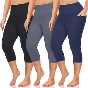 new young capri leggings with pockets for women high waisted workout leggings tummy control yoga pants