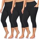 NEW YOUNG Capri Leggings with Pockets for Women High Waisted Workout Leggings Tummy Control Yoga Pants