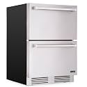 NewAir 24” Dual Zone Outdoor Beverage Fridge and Freezer | Freestanding or Built-In Under counter Refrigerator for Outside Patio | Dual Drawers that Refrigerate and Freeze | Stainless Steel