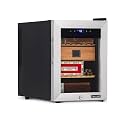 NewAir 250 Count Electric Cigar Humidor Box | Cigar Cooler Cabinet with Opti-Temp™ Heating &amp; Cooling | Digital Temperature Controls, Spanish Cedar Shelves, and Locking Glass Door | Stainless Steel