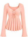 Newaryanexports Casual Bell Sleeves Solid Women Beige