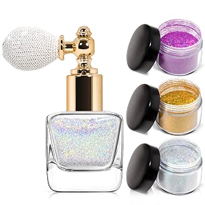 newbang body glitter spraysliver gold pink glitter powdershimmer highlighter loose powder glitter makeup for body face hair clothes nail art craft design 3 colors-with 1 empty spray bottle