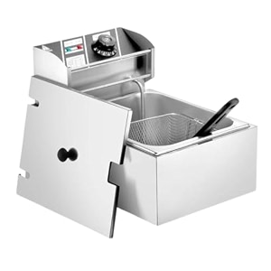 newbasics commercial deep fryer electric 220v stainless steel with variable temperature control with warranty 4 liters