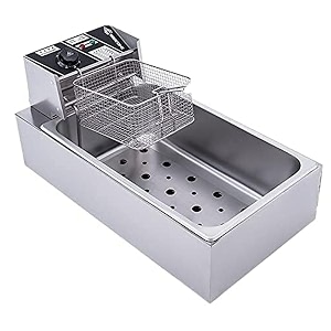 newbasics commercial deep fryer electric 220v stainless steel with variable temperature control with warranty 12 liters long
