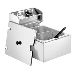 newbasics commercial deep fryer electric 220v stainless steel with variable temperature control with warranty 4 liters