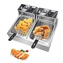 newBasics Commercial Deep Fryer Electric 220V Stainless Steel with Variable Temperature Control with Warranty (4 + 4 Liters)