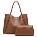NEWBELLA Tote Bag for Women, Vegan Leather Crossbody Shoulder Bag, Top Handle Satchel Purse for Work, Travel, Daily Use (Brown-Large)
