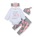 Newborn Baby Girl Clothes 0-18M Infant Ruffle Romper Bodysuit, Long Sleeve Tops Floral Pant Outfits Set + Headband