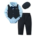 Newborn Baby Girl Clothes 0-18M Infant Ruffle Romper Bodysuit, Long Sleeve Tops Floral Pant Outfits Set + Headband