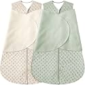 BSTOPPT Newborn Sleep Sack Baby Swaddle,0-12 Months,3-Way Adjustable Wearable Blanket,Swaddling Sleeping Bag (Beige &amp; Grass green, 6-12 Months)