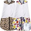 BSTOPPT Newborn Sleep Sack Baby Swaddle,0-3 Months,3-Way Adjustable Wearable Blanket,100% Rayon Cotton Swaddling Sleeping Bag，TOG 0.5（Banana&amp;Leaf）