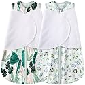 BSTOPPT Newborn Sleep Sack Baby Swaddle,3-6 Months,3-Way Adjustable Wearable Blanket,100% Rayon Cotton Swaddling sleeping bag，TOG 0.5（Banana&amp;Leaf）