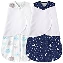 BSTOPPT Newborn Sleep Sack Baby Swaddle,6-12 Months,3-Way Adjustable Wearable Blanket,100% Rayon Cotton Swaddling sleeping bag，TOG 0.5（Clouds&amp;Starry Sky）
