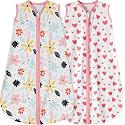 BSTOPPT Newborn Sleep Sack Baby Swaddle,Baby Wearable Blanket,Baby Sleeping Bag (Floral&amp;Heart, 3-6 Months)