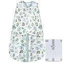 BSTOPPT Newborn Sleep Sack Baby Swaddle,Swaddle me 6-12 Month,3-Way Adjustable Wearable Blanket,100% Rayon Cotton Swaddling Sleeping Bag，TOG 0.5 (Leaf, 6-12 Months)