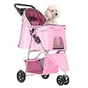 NEWBULIG Foldable 3 Wheel Pet Stroller for Dogs and Cats, Grey