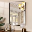 NEWBULIG Bathroom Mirror for Wall, 22x30 Inch Rectangle Mirror, Matte Black Metal Framed Vanity Mirror for Restroom Farmhouse, Anti-Rust, Tempered Glass