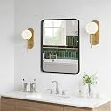 NEWBULIG Bathroom Mirror for Wall, 30x22 Inch Rectangle Mirror, Matte Black Metal Framed Bathroom Vanity Mirror for Restroom Farmhouse, Anti-Rust, Tempered Glass, Horizontally or Vertically Hanging