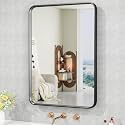 NEWBULIG Bathroom Mirror for Wall, 36x24 Inch Rectangle Mirror, Matte Black Metal Framed Vanity Mirror for Restroom Farmhouse, Anti-Rust, Tempered Glass