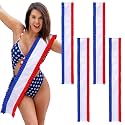 Newcotte 4 Pack Blank Cowboy Sash, Red White Blue Patriotic Pageant Sash