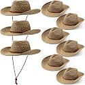 Newcotte 9 Pack Straw Cowboy Hats for Women Men