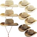 Newcotte 9 Pack Straw Cowboy Hats for Women Men