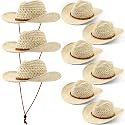 Newcotte 9 Pack Straw Cowboy Hats for Women Men
