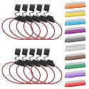 Newdeli 10Pack 14AWG Inline Fuse Holder 12V ATO/ATC Waterproof in Line Fuse Holder with 100Pcs Standard Blade Fuse 2A/3A/5A/7.5A/10A/15A/20A/25A/30A/35A AMP Assorted Set for Marine Car Automotive