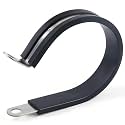 Newdeli 10Pcs Cable Clamps 2 Inch Stainless Steel Cable Clamp Rubber Cushioned Hose Clamp Insulated Tube clips Automotive Wire Pipe Clamps