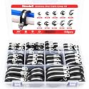Newdeli 110Pcs Cable Clamps Assortment Kit 10 Sizes 1/4" 5/16" 3/8" 1/2" 5/8" 3/4" 1" 1-1/4" 1-1/2" 1-3/4" Stainless Steel Cable Clamp Rubber Cushioned Hose Clamp Insulated Automotive W