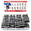 Newdeli 125Pcs Cable Clamps Assortment Kit 12 Sizes 3/16" 1/4" 5/16" 3/8" 1/2" 5/8" 3/4" 1" 1-1/4" 1-1/2" 1-3/4" 2" Stainless Steel Rubber Cushioned Hose Clamp Insulated Automot