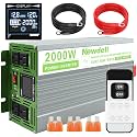 Newdeli 2000 Watt Power Inverter 12V DC to 110V 120V AC Pure Sine Wave Inverter with LCD Display, Remote Controller, 4 AC Outlets and 5V 3.4A USB Port for Vehicles Car Truck RV Solar System Camping