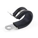Newdeli 20Pcs Cable Clamps 5/8 Inch Stainless Steel Cable Clamp Rubber Cushioned Hose Clamp Insulated Tube clips Automotive Wire Pipe Clamps