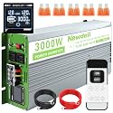 Newdeli 3000 Watt Pure Sine Wave Power Inverter 12V DC to 110V 120V AC Car Power Inverter for Vehicles Car Truck RV Solar Home- Car Inverter with 2 AC Socket, 3.4A USB, Remote Controller, LCD Display