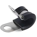 Newdeli 30Pcs Cable Clamps 1/4 Inch Stainless Steel Cable Clamp Rubber Cushioned Hose Clamp Insulated Tube clips Automotive Wire Pipe Clamps