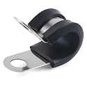 Newdeli 30Pcs Cable Clamps 3/8 Inch Stainless Steel Cable Clamp Rubber Cushioned Hose Clamp Insulated Tube clips Automotive Wire Pipe Clamps
