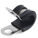 Newdeli 30Pcs Cable Clamps 5/16 Inch Stainless Steel Cable Clamp Rubber Cushioned Hose Clamp Insulated Tube clips Automotive Wire Pipe Clamps