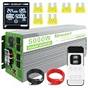 Newdeli 5000 Watt Power Inverter 24V DC to 110V/120V AC Converter 10000W Peak Pure Sine Wave Inverter with LCD Display, Wireless Controller, 4 AC Outlets and 3.4A USB for Vehicles Car Truck RV Solar