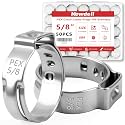 Newdeli 50pcs 5/8 inch Pex Crimp Rings Stainless Steel PEX Clamps Single Ear Hose Clamps Pex Fittings Cinch Pinch Clamp for Pipe Tubing Plumbing
