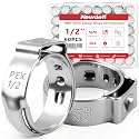 Newdeli 60pcs 1/2 inch Pex Crimp Rings Stainless Steel PEX Clamps Single Ear Hose Clamps Pex Fittings Cinch Pinch Clamp for Pipe Tubing Plumbing